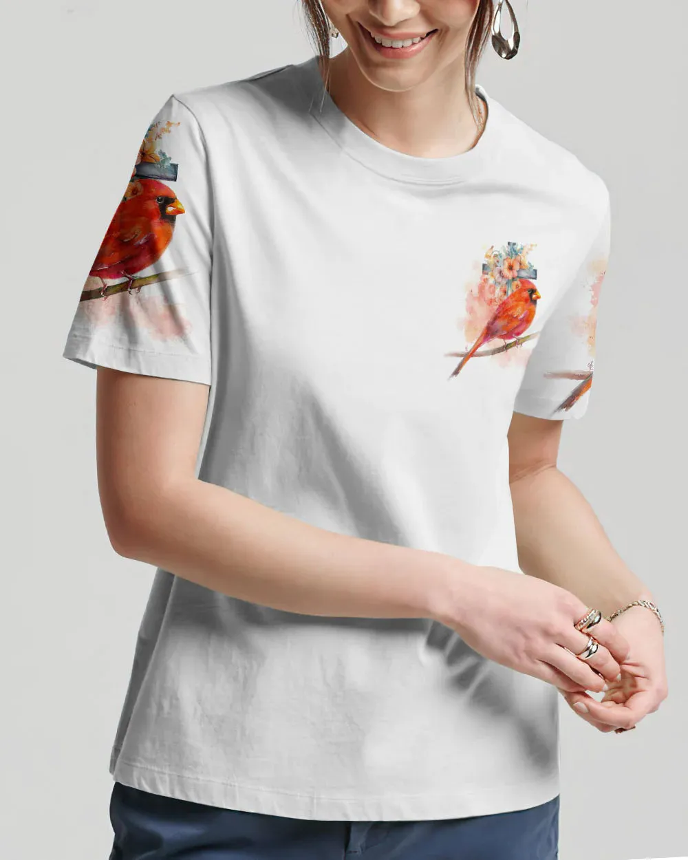 Christianartbag 3D T-Shirt For Women, When Cardinals Appear Angels Are Near,Christian Shirt, Faithful Fashion, 3D Printed Shirts for Christian Women