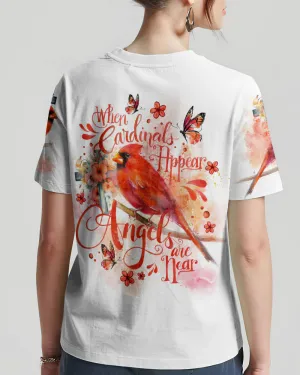 Christianartbag 3D T-Shirt For Women, When Cardinals Appear Angels Are Near,Christian Shirt, Faithful Fashion, 3D Printed Shirts for Christian Women