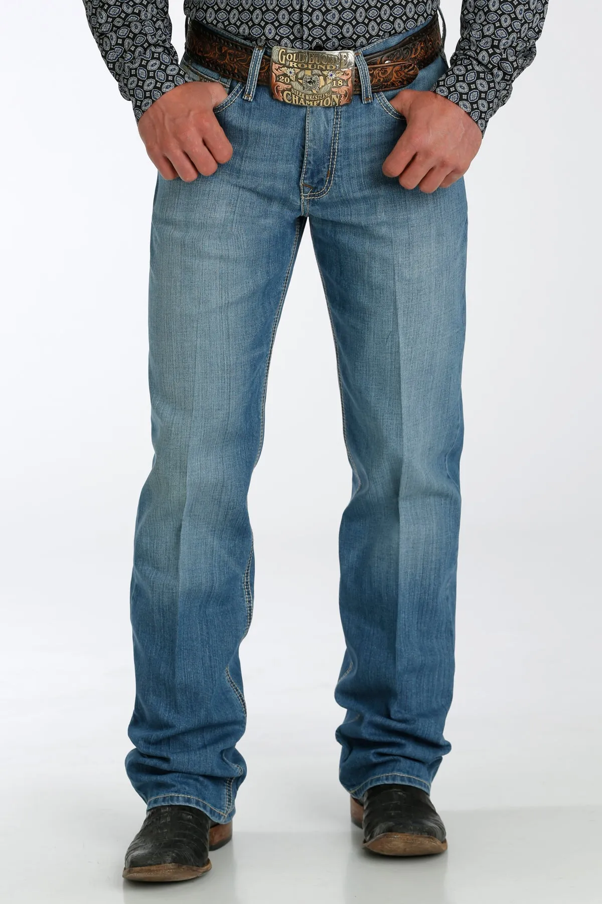 CINCH Grant Light-Wash Bootcut Jeans