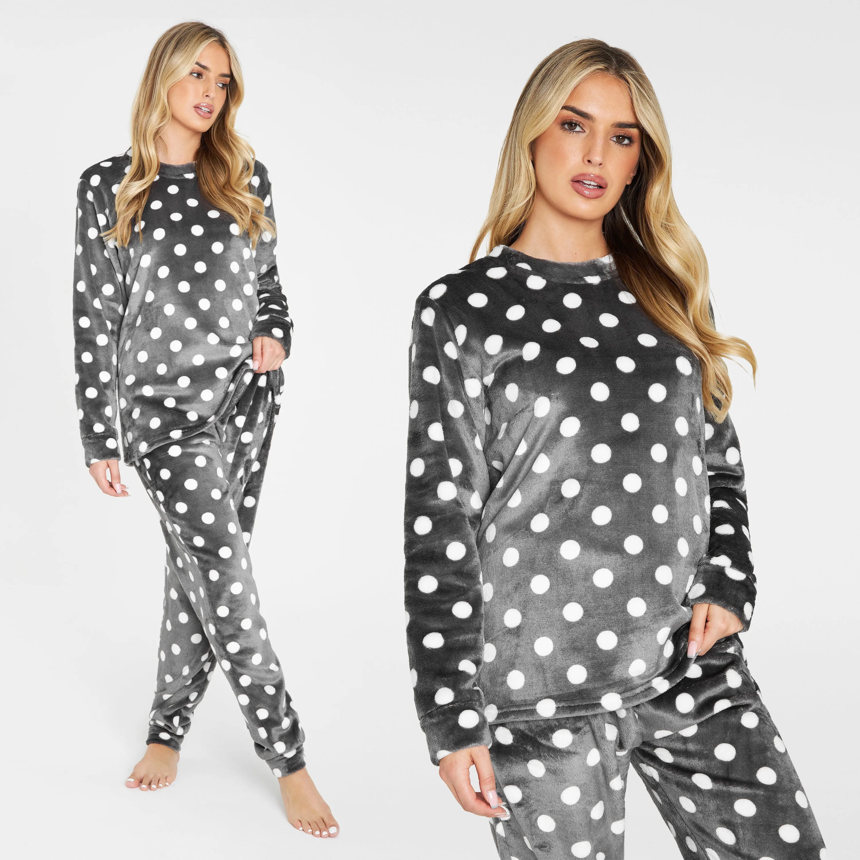 CityComfort Fleece Womens Pyjamas Set Long Sleeve Fluffy Loungewear Adults Teenagers, Winter PJs Warm Nightwear, Gifts for Her