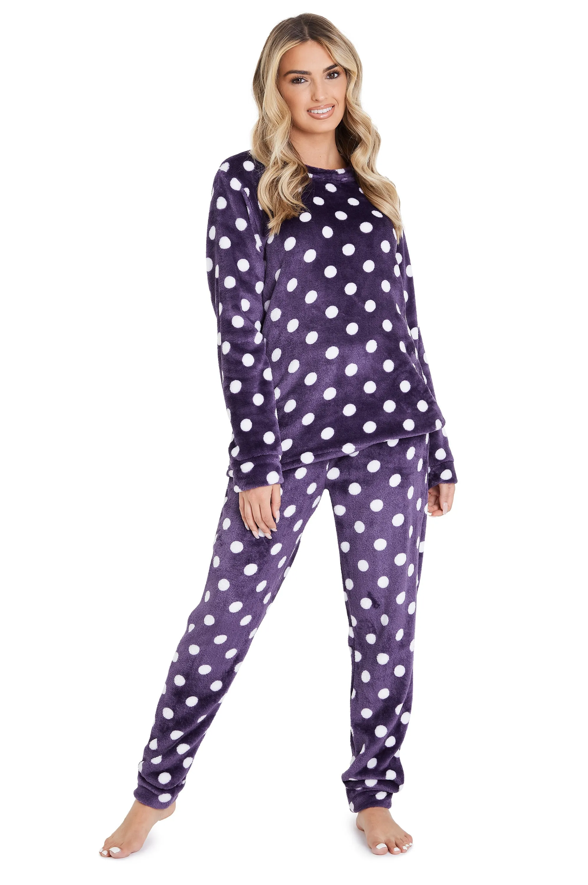CityComfort Fleece Womens Pyjamas Set Long Sleeve Fluffy Loungewear Adults Teenagers, Winter PJs Warm Nightwear, Gifts for Her