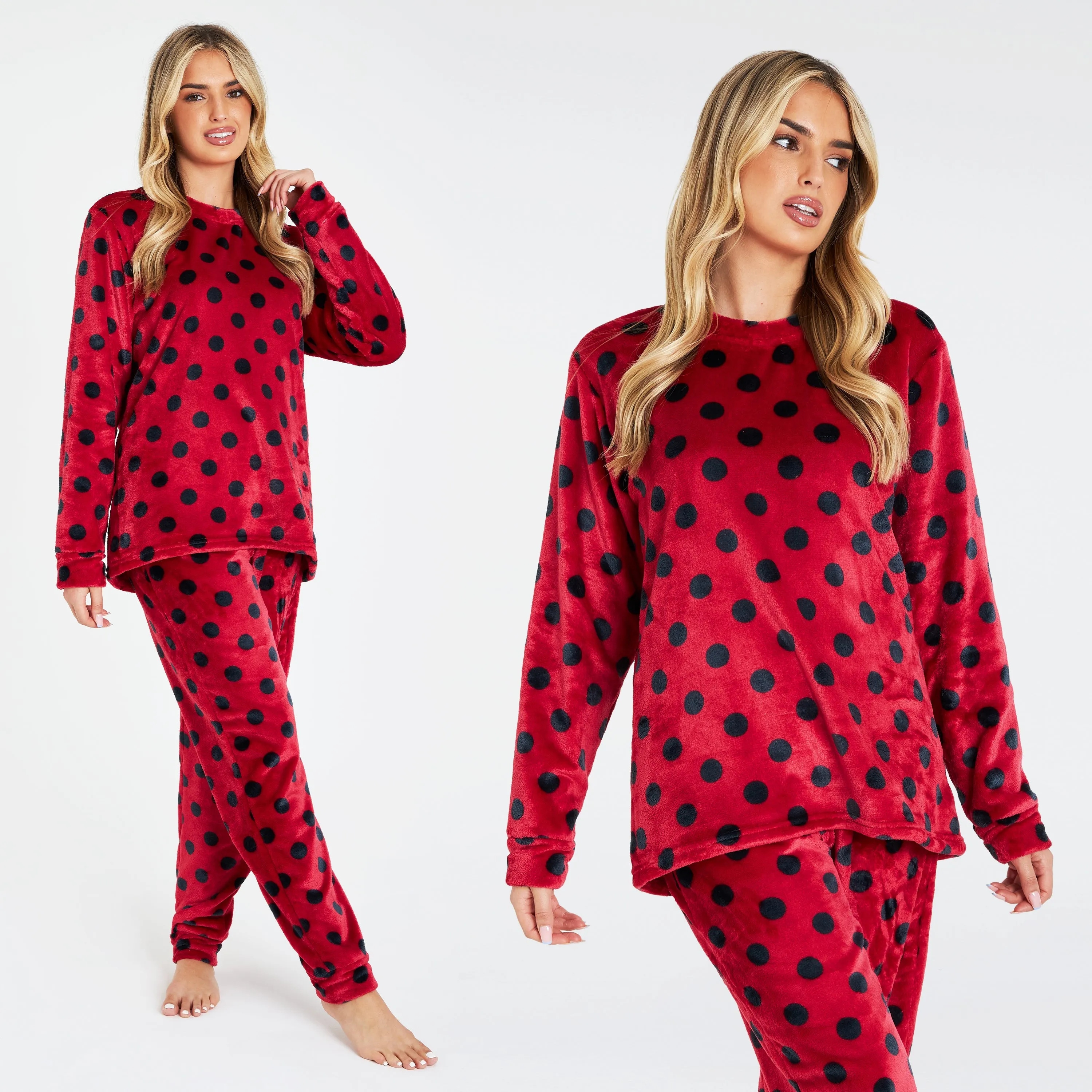 CityComfort Fleece Womens Pyjamas Set Long Sleeve Fluffy Loungewear Adults Teenagers, Winter PJs Warm Nightwear, Gifts for Her