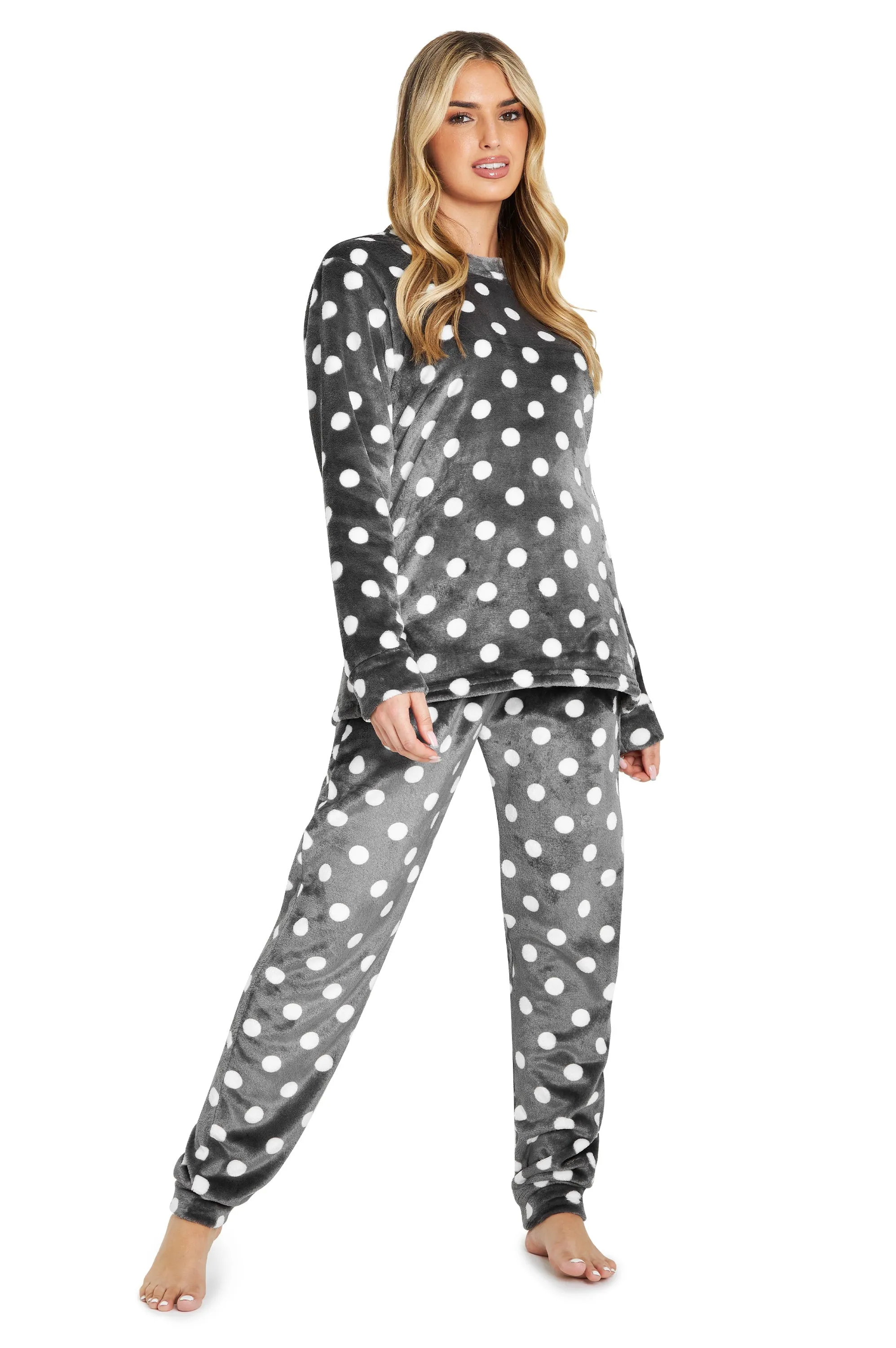 CityComfort Fleece Womens Pyjamas Set Long Sleeve Fluffy Loungewear Adults Teenagers, Winter PJs Warm Nightwear, Gifts for Her