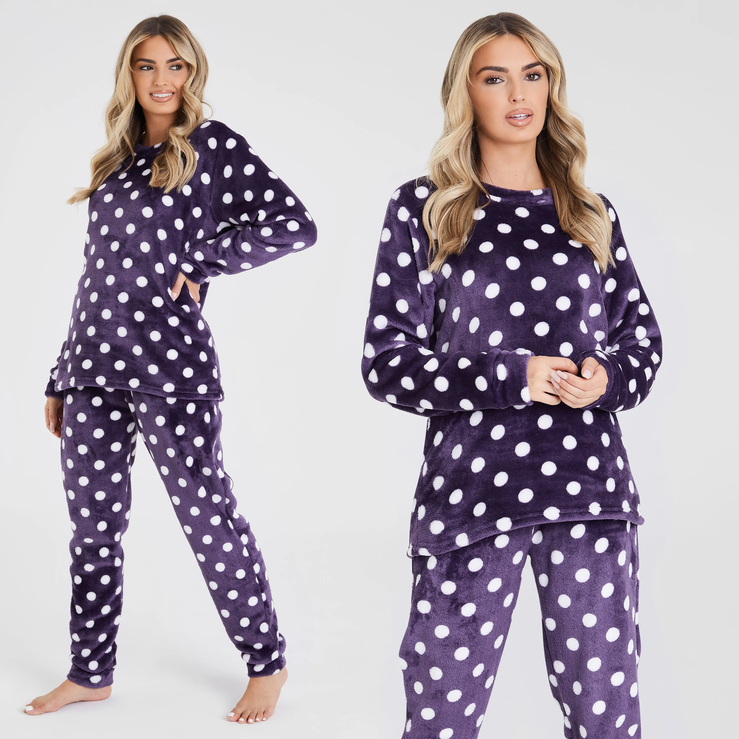 CityComfort Fleece Womens Pyjamas Set Long Sleeve Fluffy Loungewear Adults Teenagers, Winter PJs Warm Nightwear, Gifts for Her