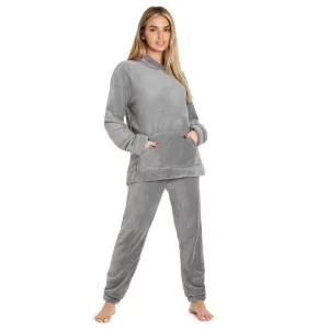 CityComfort Pyjamas Set for Women and Teens Fleece Hooded Long PJs Warm Loungewear Fluffy Nightwear Soft Cosy Sleepwear Gifts for Her