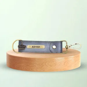 Classy Leather Customized Stylish Keychain with Hook - Grey