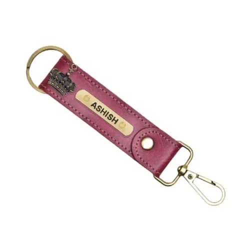 Classy Leather Customized Stylish Keychain with Hook - Maroon