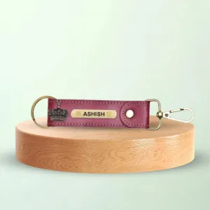 Classy Leather Customized Stylish Keychain with Hook - Maroon