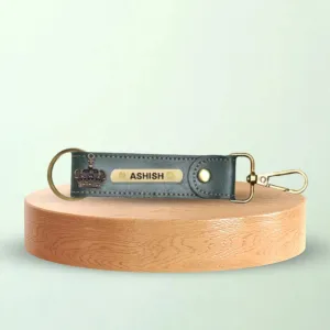 Classy Leather Customized Stylish Keychain with Hook - Olive Green