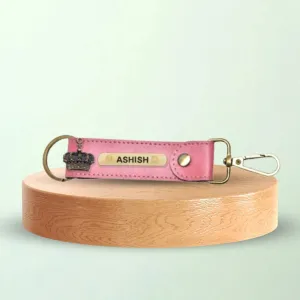 Classy Leather Customized Stylish Keychain with Hook - Peach