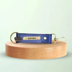 Classy Leather Customized Stylish Keychain with Hook - Royal Blue
