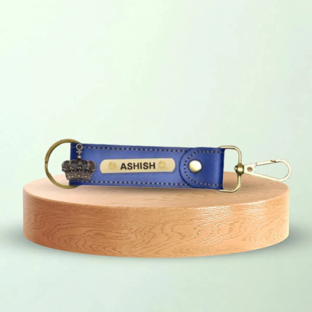 Classy Leather Customized Stylish Keychain with Hook - Royal Blue