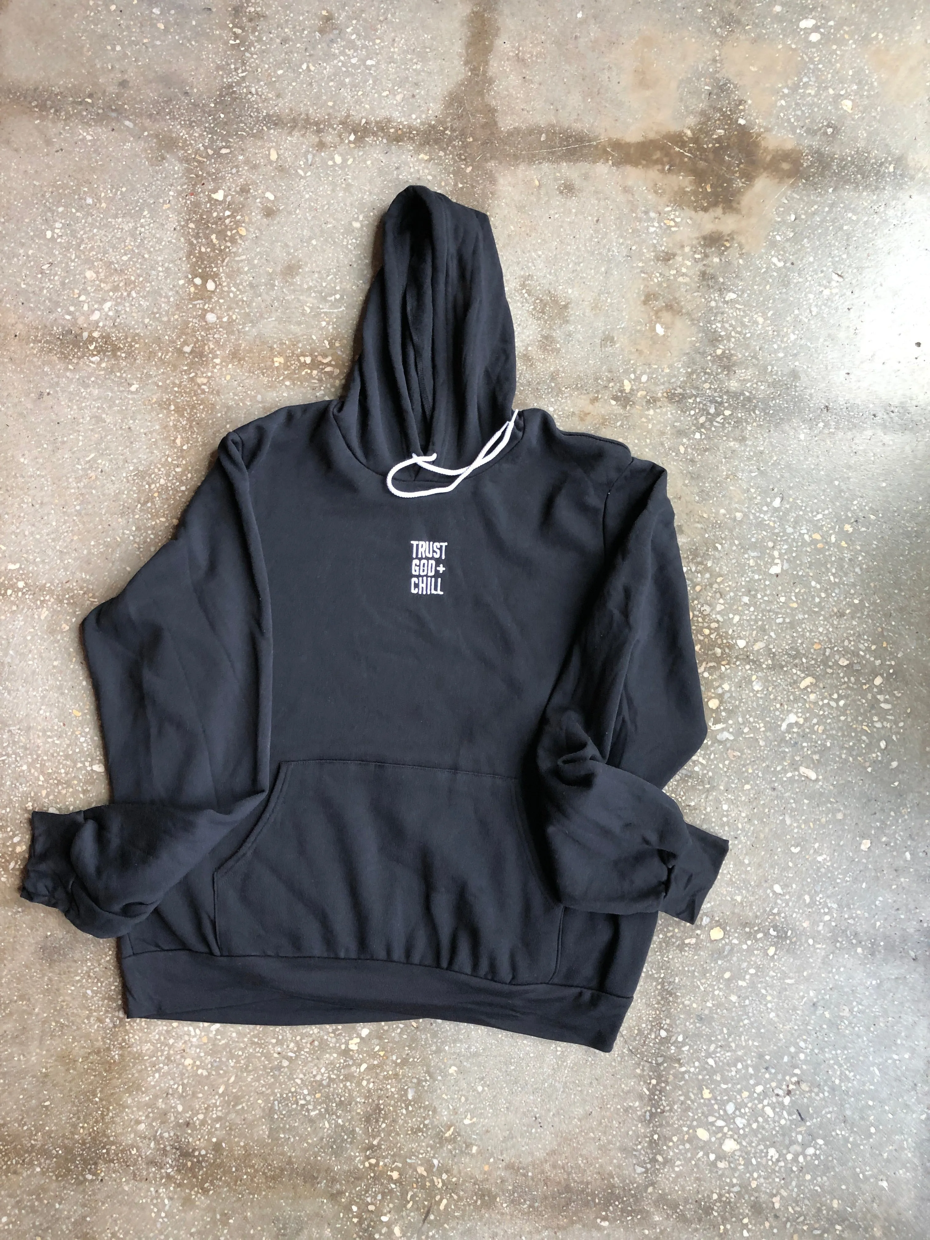 (CLEARANCE) Trust God   Chill Embroidered Adult Hoodie