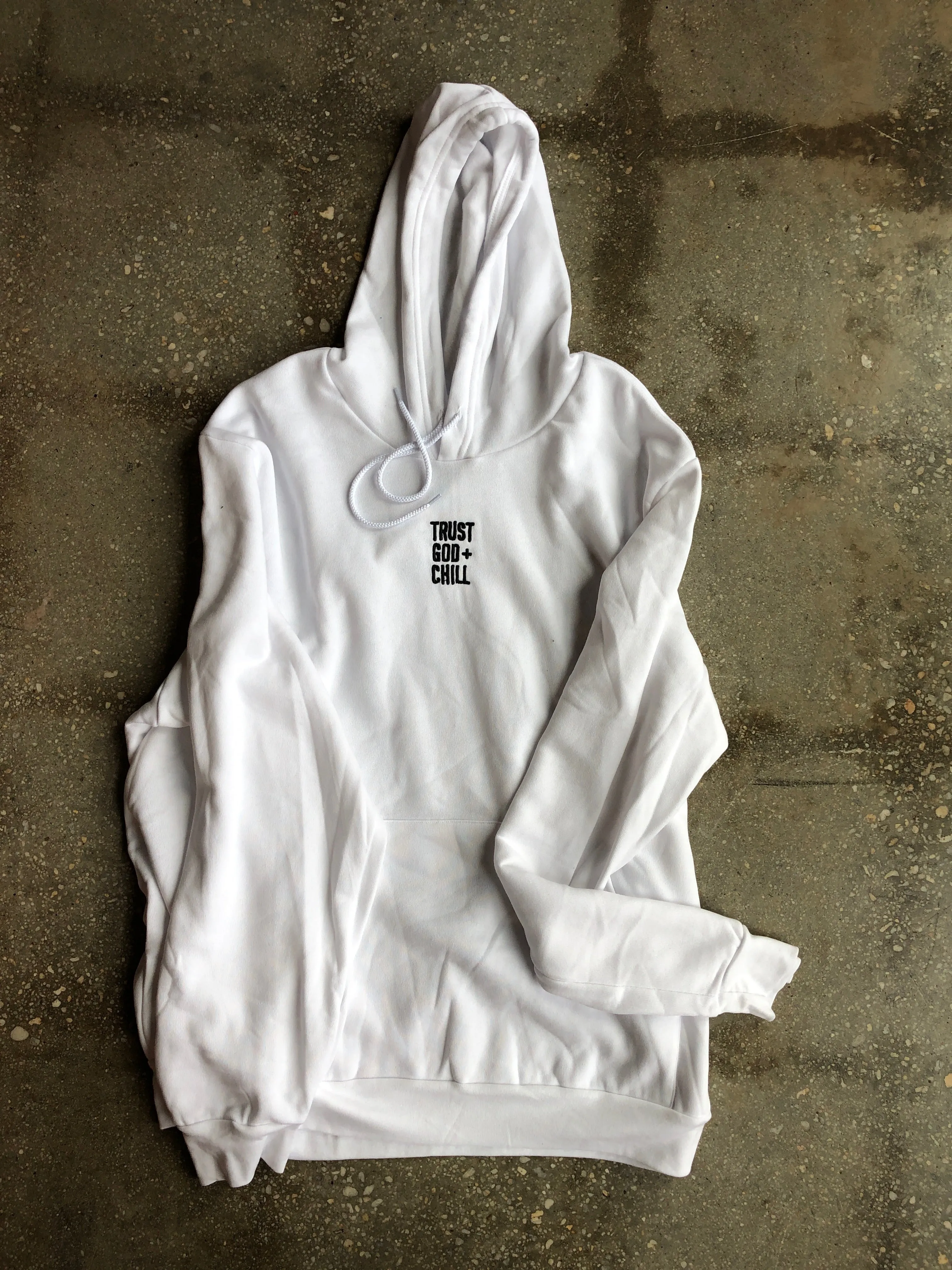 (CLEARANCE) Trust God   Chill Embroidered Adult Hoodie