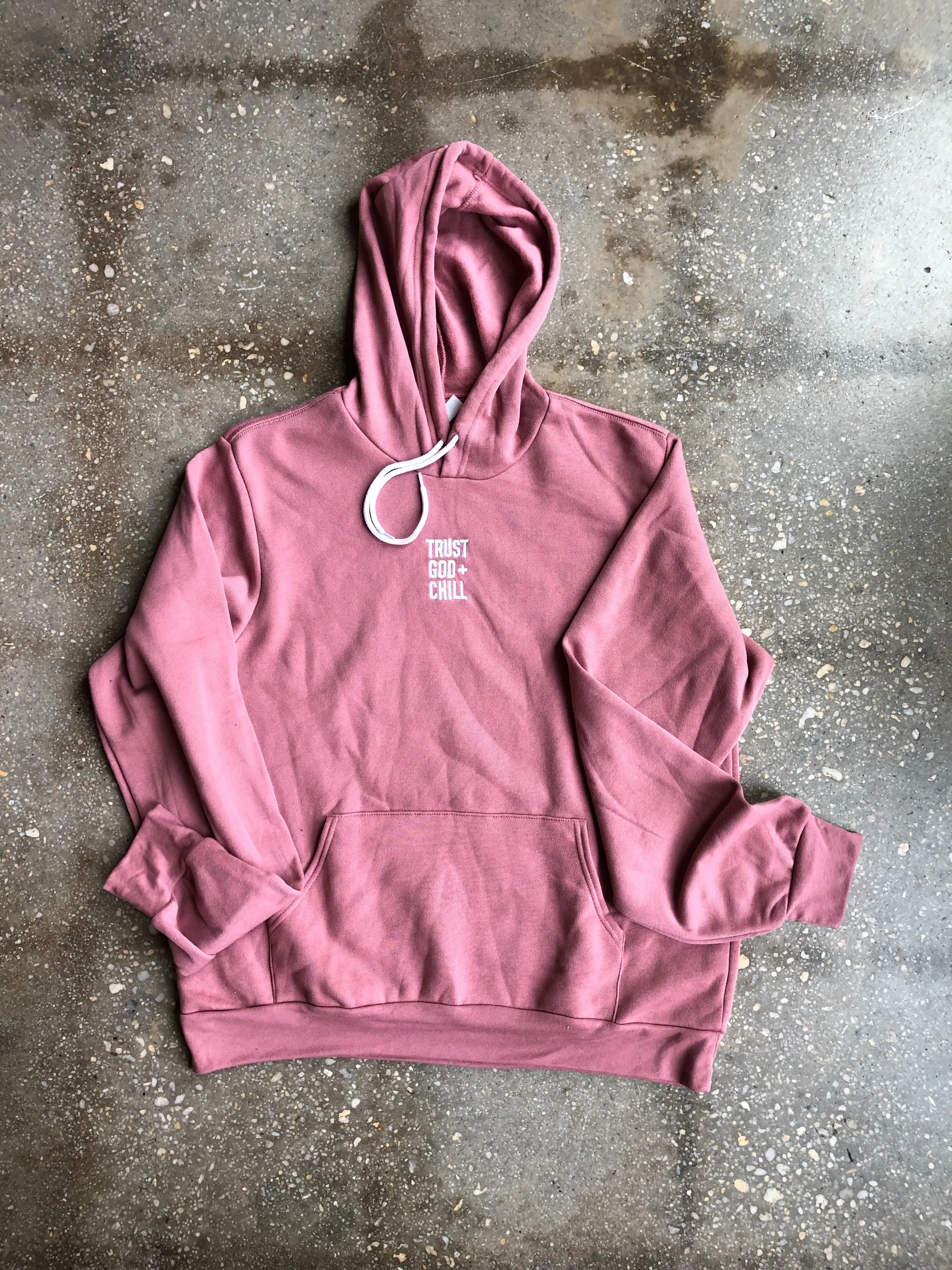 (CLEARANCE) Trust God   Chill Embroidered Adult Hoodie