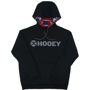 CLHH1177BLK-XXL-Black Hooey "Lock Up" Hoodie w/Multi Pattern Hood Grey Logo