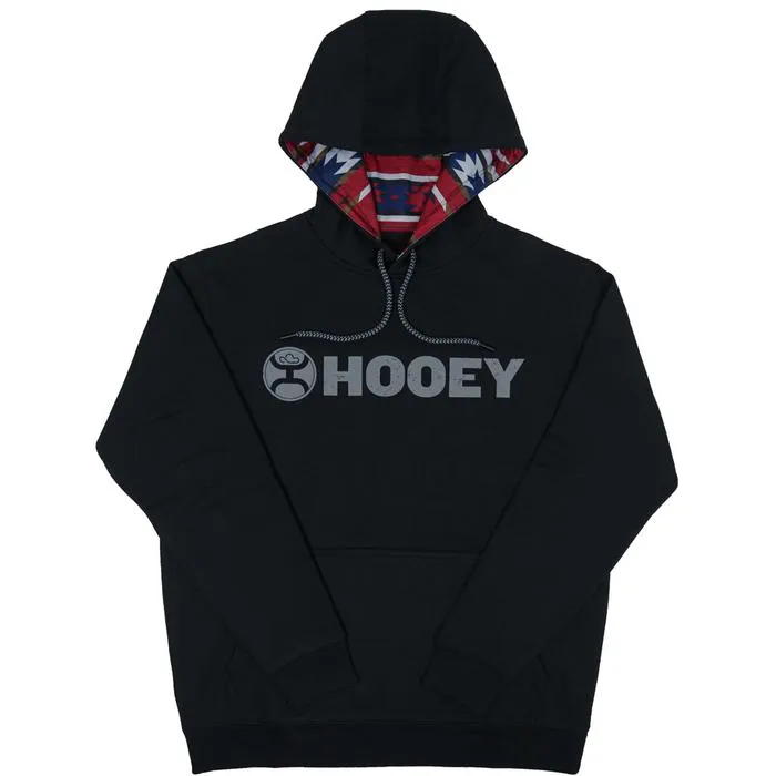 CLHH1177BLK-XXL-Black Hooey "Lock Up" Hoodie w/Multi Pattern Hood Grey Logo