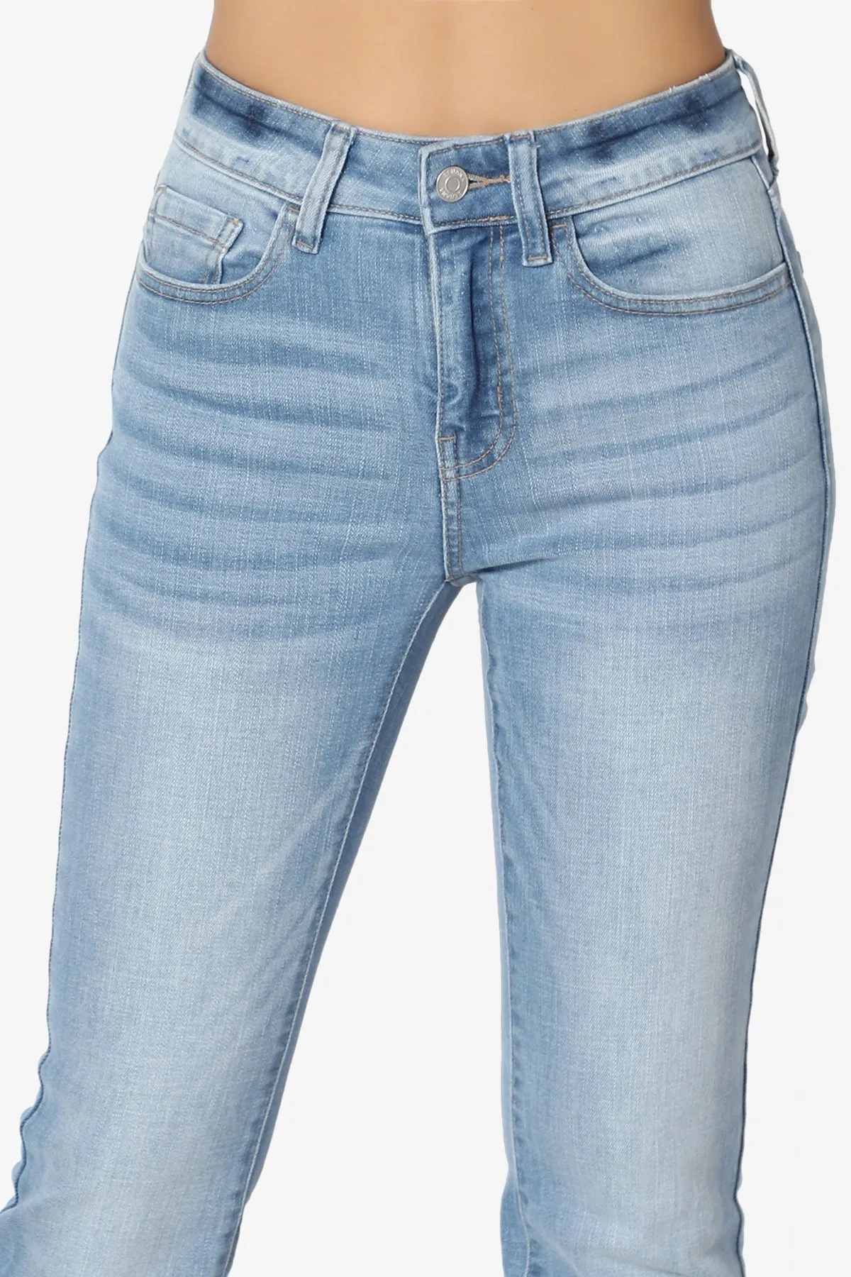 Clyde Washed Mid Rise Boot Cut Jeans in Light