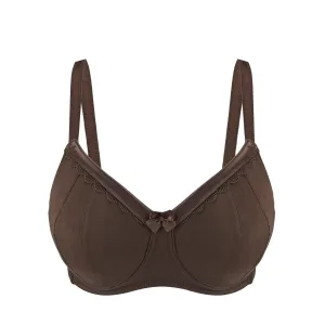Cocoa-Supportive Non-Wired Silk & Organic Cotton Full Cup Bra With Removable Paddings