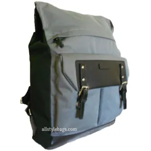 Color block Canvas School L Backpack blanc Black gray Laptop tablet Sport Bag