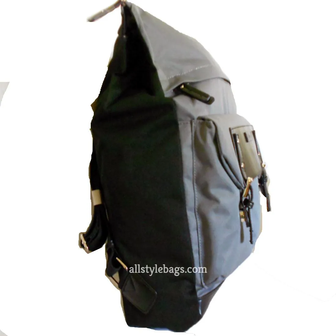 Color block Canvas School L Backpack blanc Black gray Laptop tablet Sport Bag