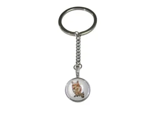 Colorful Geometric Owl Bird Pendant Keychain