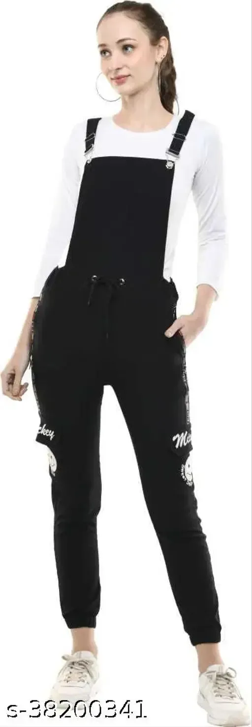 Comfy Latest Pretty Modern Stylish Latest Women Fashionable Full Length Printed Black Jumpsuits Size  S28 M30 L32  XL34