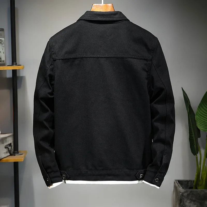 Concise Style Men's Denim Urban Jacket Comfy Black Jean Coats