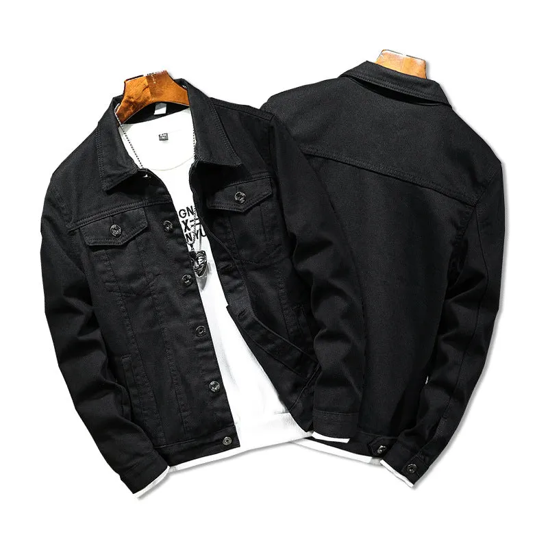 Concise Style Men's Denim Urban Jacket Comfy Black Jean Coats