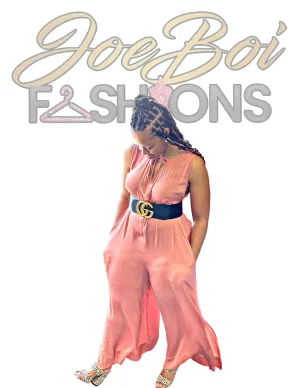 Coral Wide Split Leg  Jumpsuit