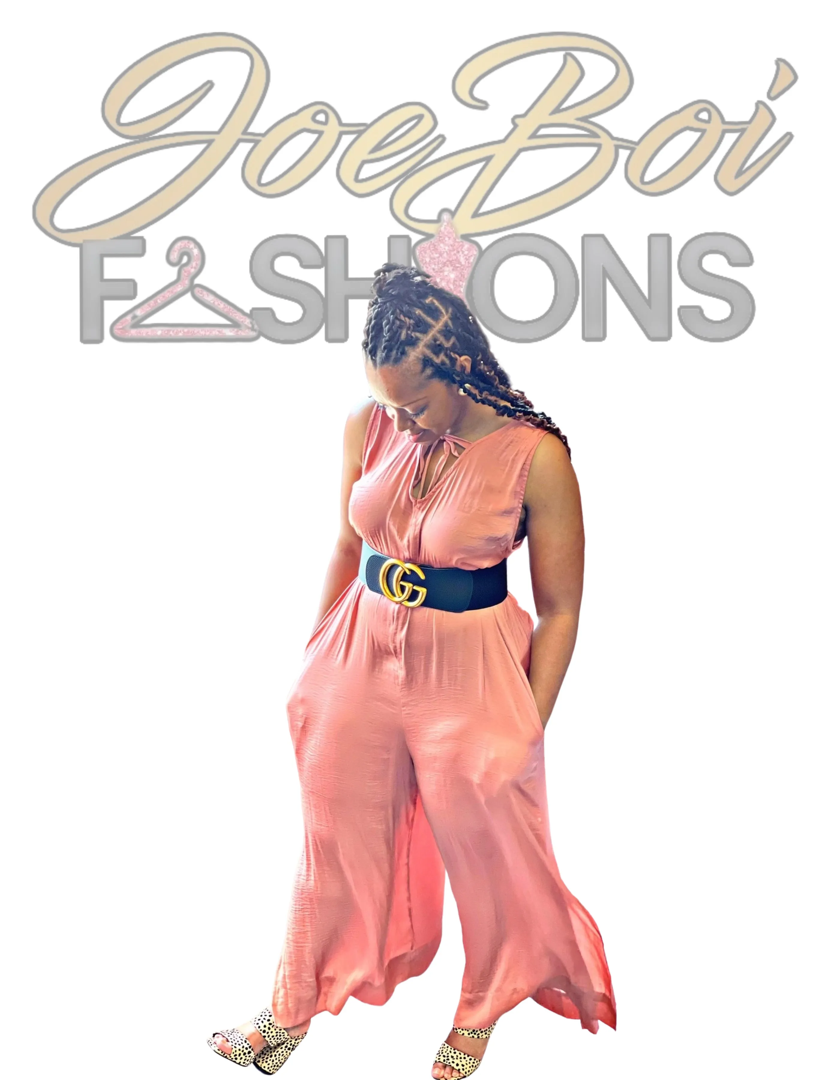 Coral Wide Split Leg  Jumpsuit