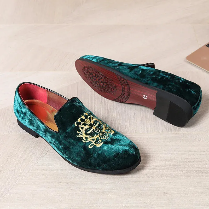 Cortina | Men's Luxury Suede Leather Loafers - Designer Embroidered Oxford Footwear