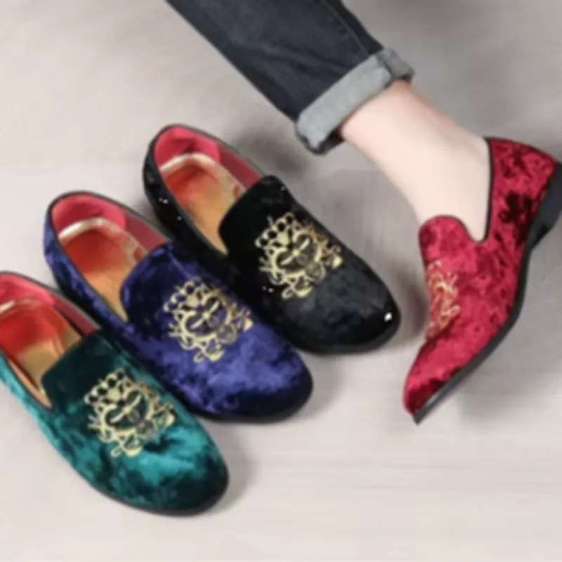 Cortina | Men's Luxury Suede Leather Loafers - Designer Embroidered Oxford Footwear