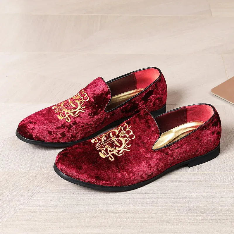 Cortina | Men's Luxury Suede Leather Loafers - Designer Embroidered Oxford Footwear
