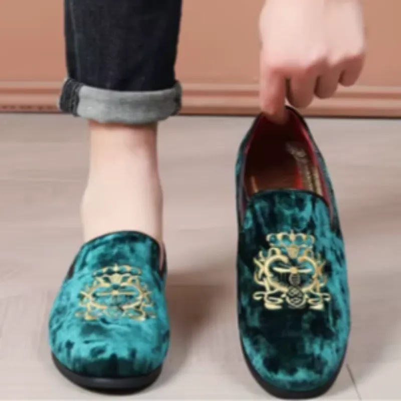 Cortina | Men's Luxury Suede Leather Loafers - Designer Embroidered Oxford Footwear