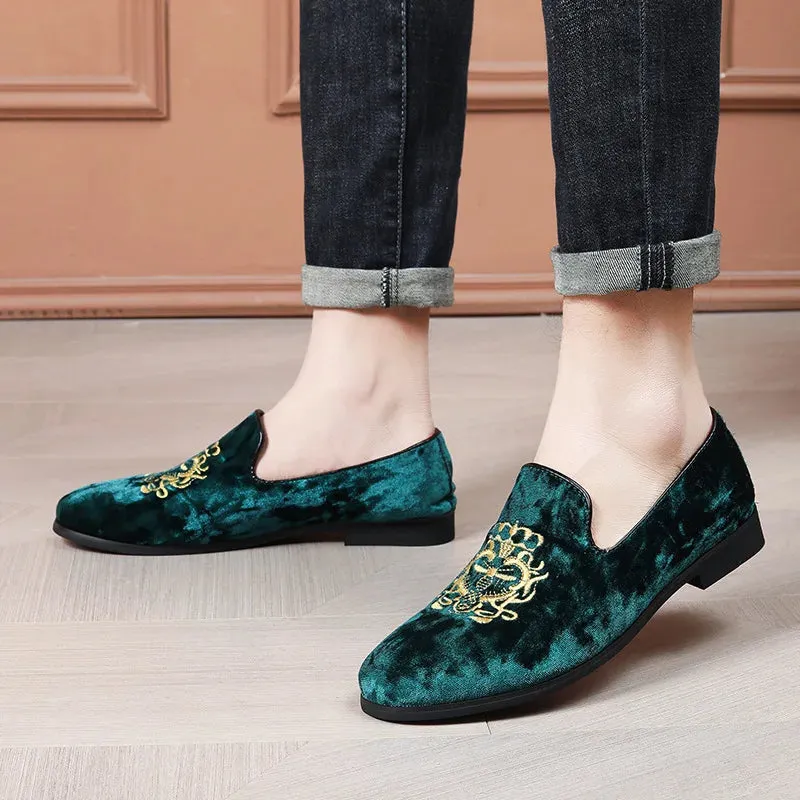 Cortina | Men's Luxury Suede Leather Loafers - Designer Embroidered Oxford Footwear