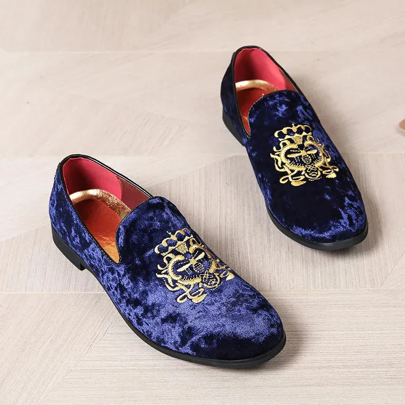 Cortina | Men's Luxury Suede Leather Loafers - Designer Embroidered Oxford Footwear