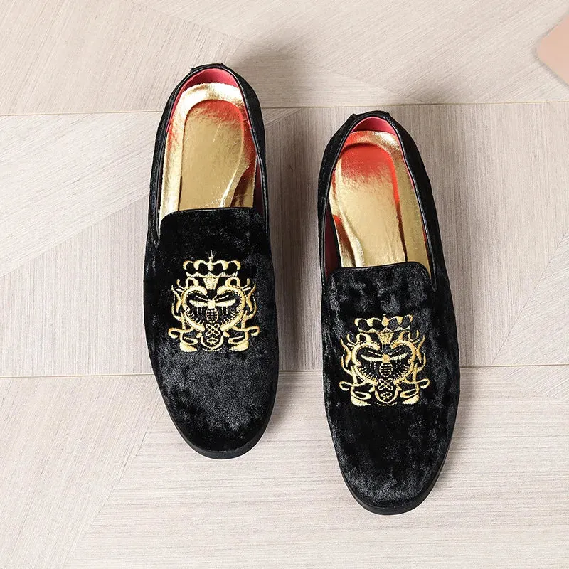 Cortina | Men's Luxury Suede Leather Loafers - Designer Embroidered Oxford Footwear
