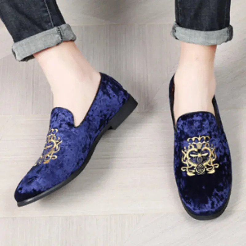 Cortina | Men's Luxury Suede Leather Loafers - Designer Embroidered Oxford Footwear