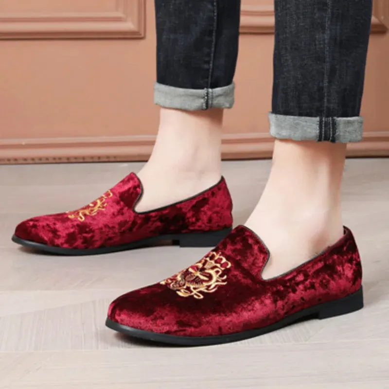 Cortina | Men's Luxury Suede Leather Loafers - Designer Embroidered Oxford Footwear