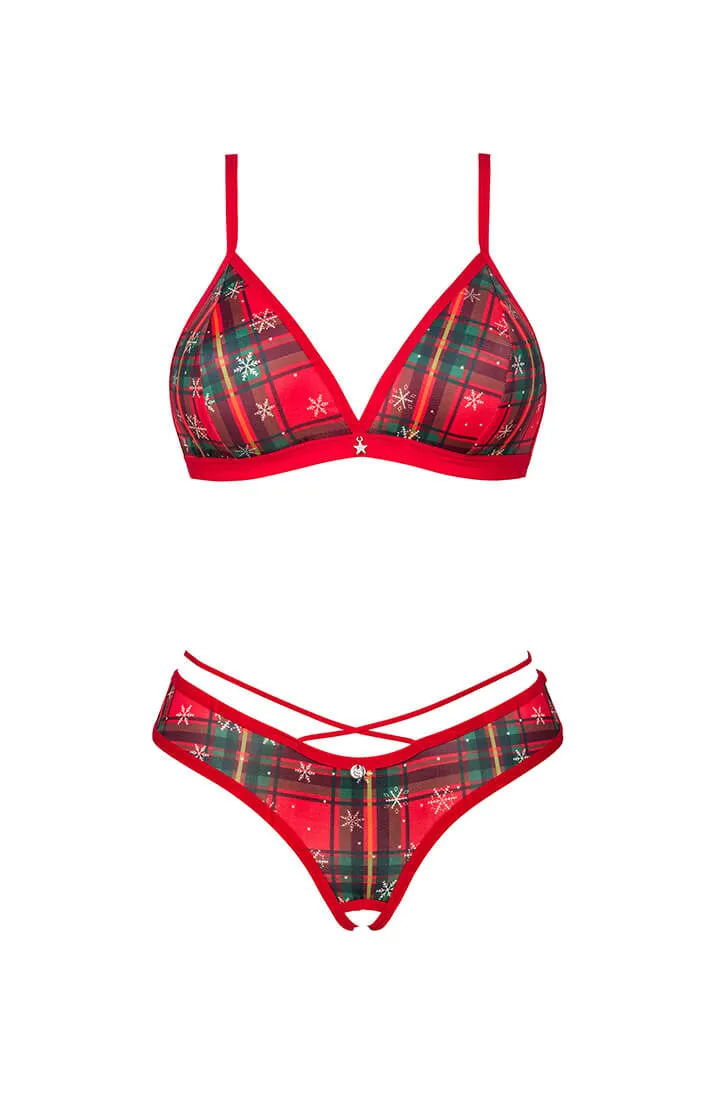 Crotchless Christmas lingerie set - NAUGHY!