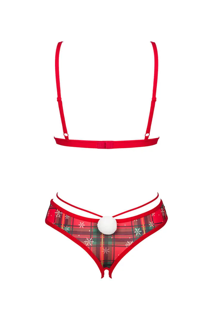 Crotchless Christmas lingerie set - NAUGHY!