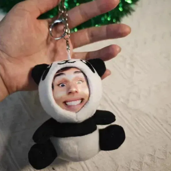 Custom 3D Plush Face Doll Keychain with Voice Recording