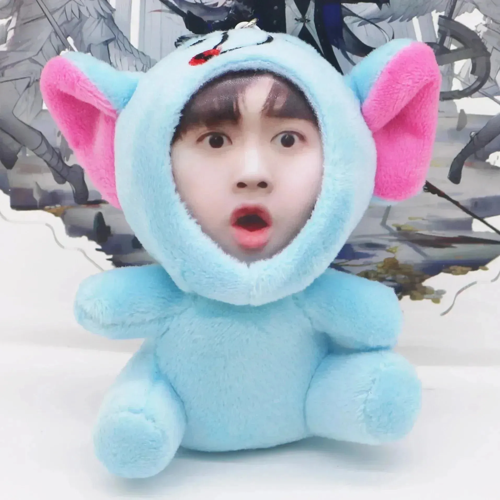 Custom 3D Plush Face Doll Keychain with Voice Recording