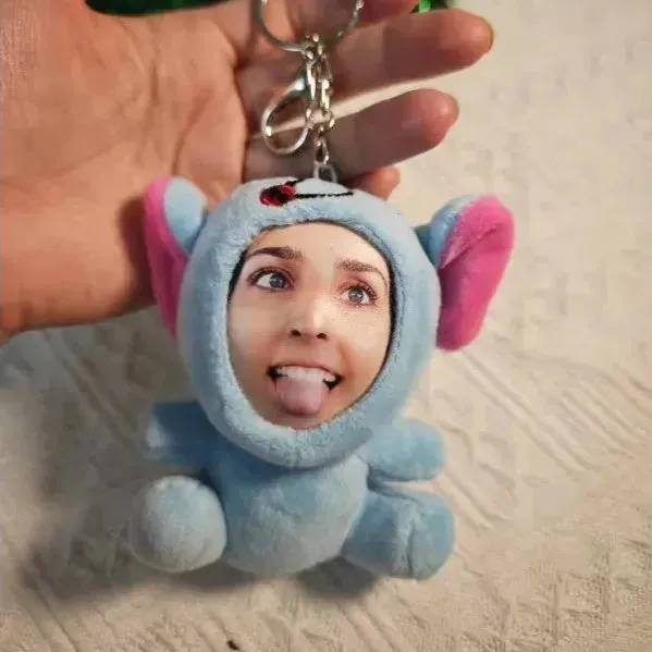 Custom 3D Plush Face Doll Keychain with Voice Recording