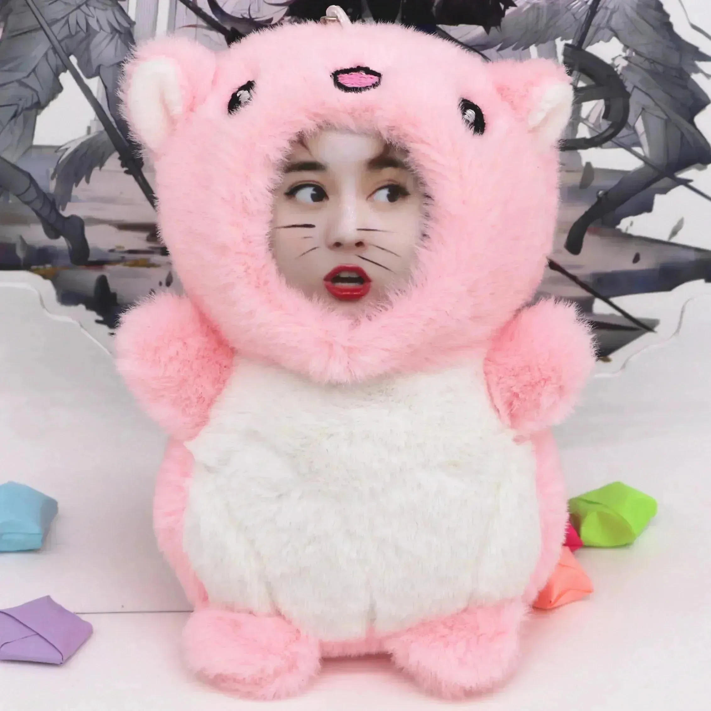 Custom 3D Plush Face Doll Keychain with Voice Recording
