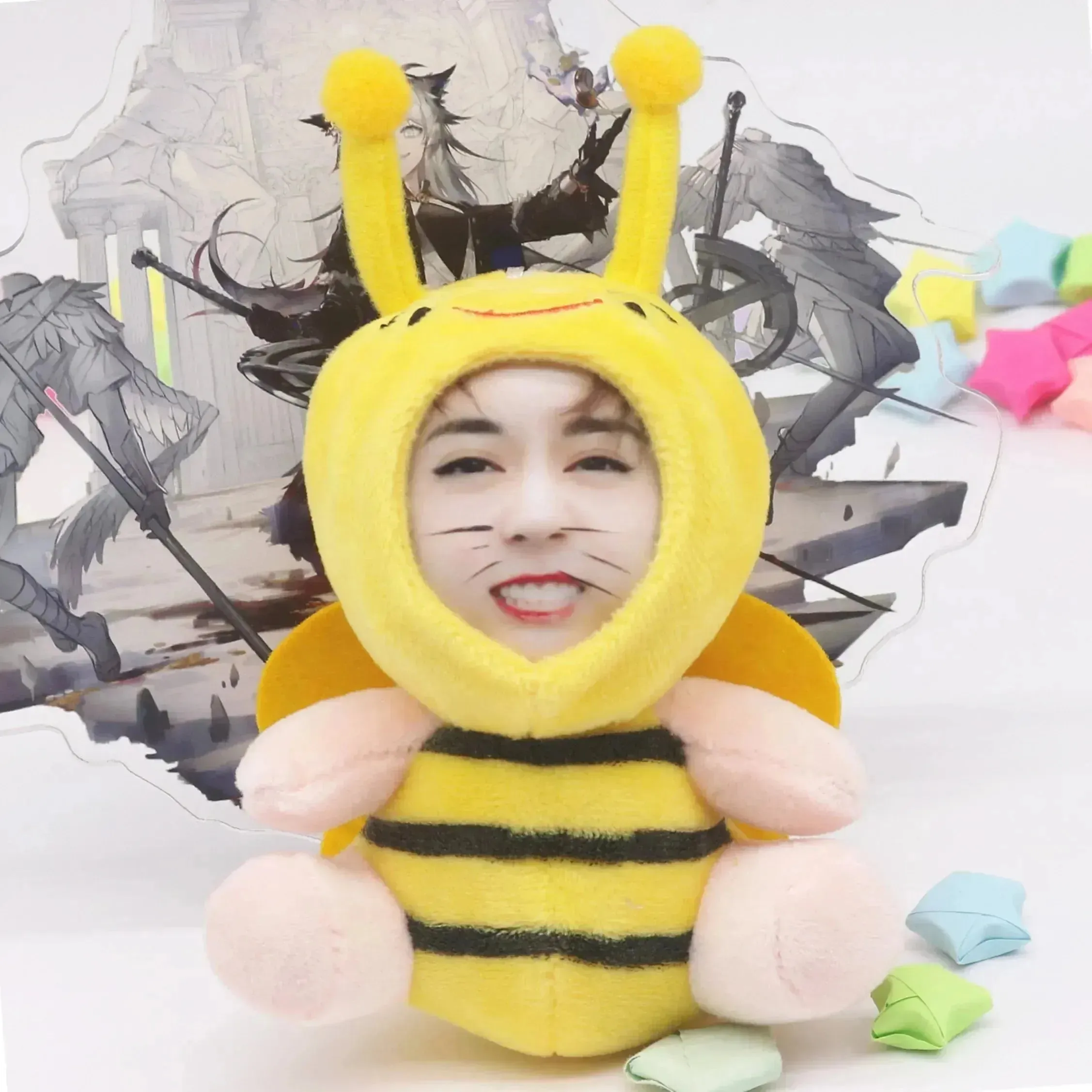 Custom 3D Plush Face Doll Keychain with Voice Recording