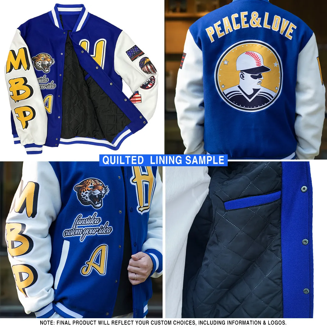 Custom Black Red Pinstripe Gold Bomber Full-Snap Varsity Letterman Jacket