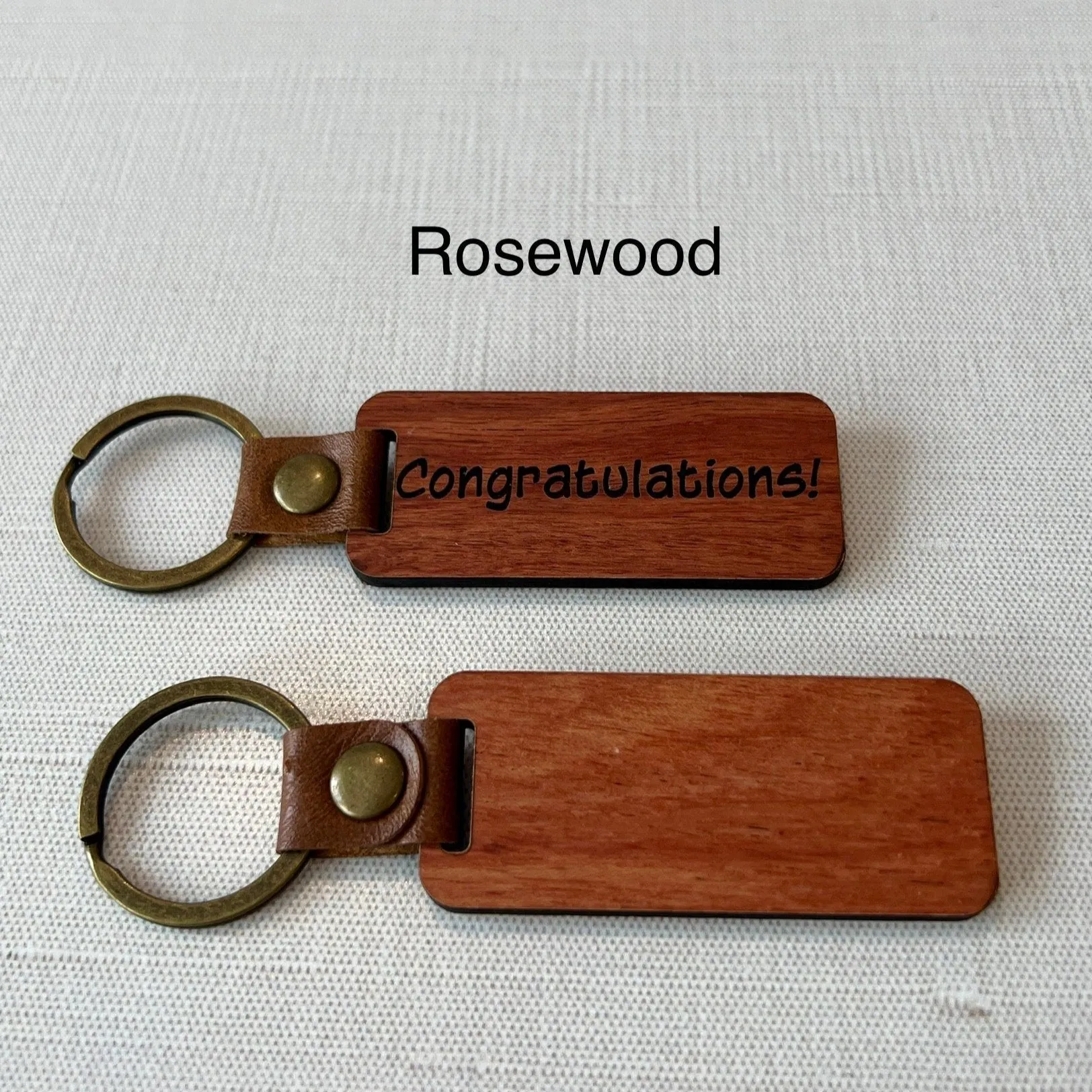 Custom Engraved Walnut, Cherry, Bamboo, and Rosewood Keychains