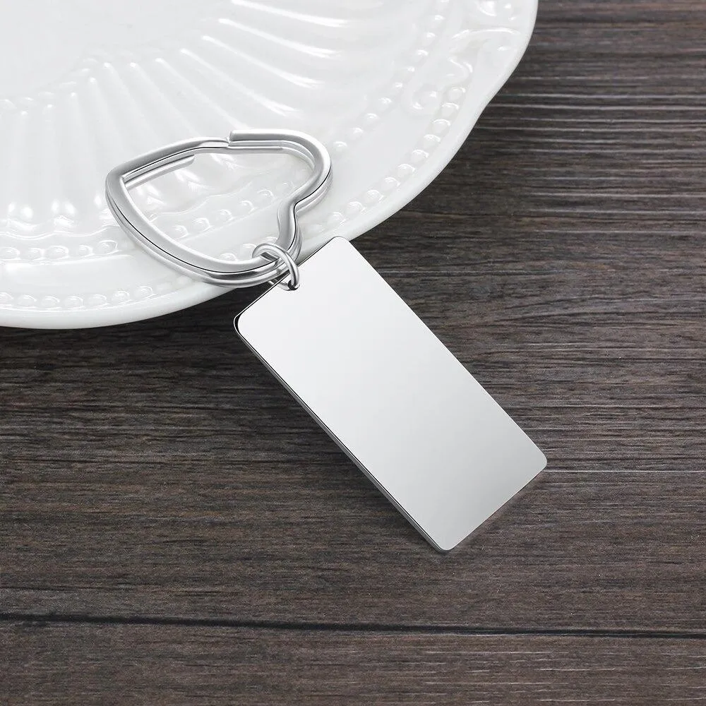 Custom Photo & Date Engraved Heart Keyring
